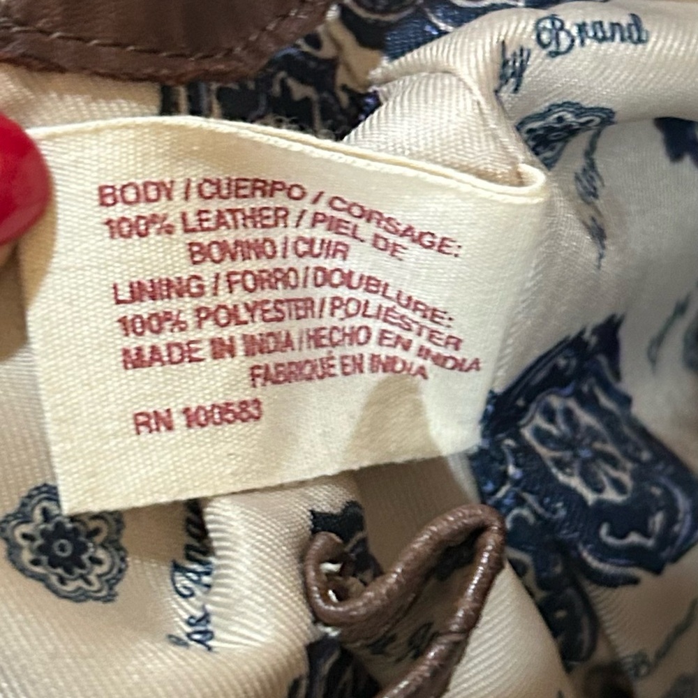 Lucky Brand Brown Leather patchwork Pattern shoul… - image 10